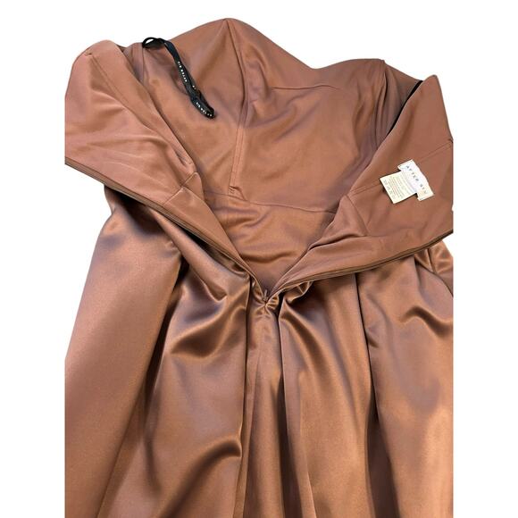 After Six Latte Strapless Satin Tea Length Cocktail Dress - Size 16 - Picture 8 of 13